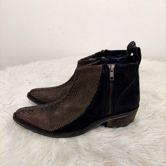 Amazon.com | Free People Women Wisteria Ankle Boot Black  Free People Flying Ranch Ankle Boots 38 / 7.5 - 8 Black Leather Snakeskin Bootie
